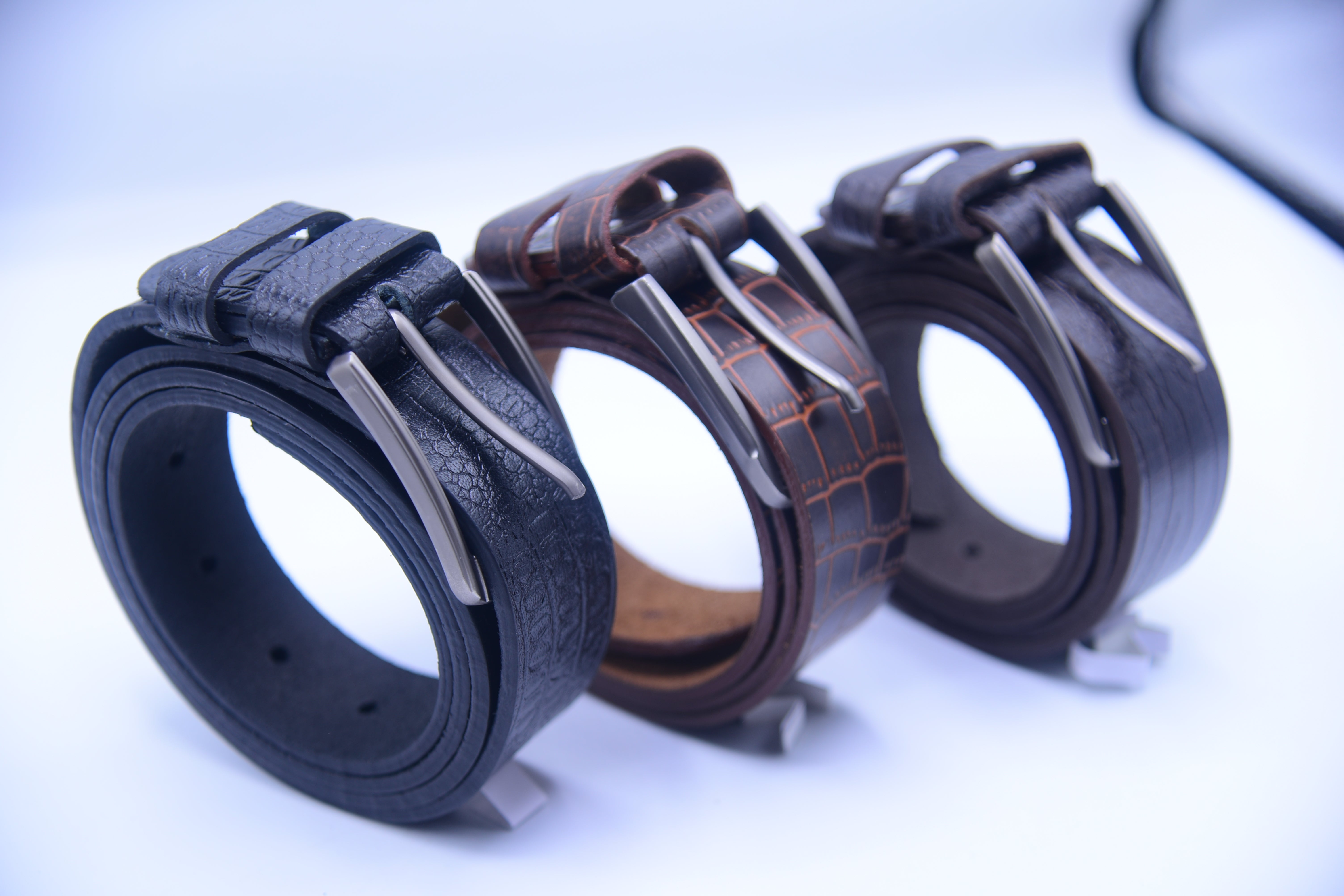 Genuine Crocodile Embossed Belt