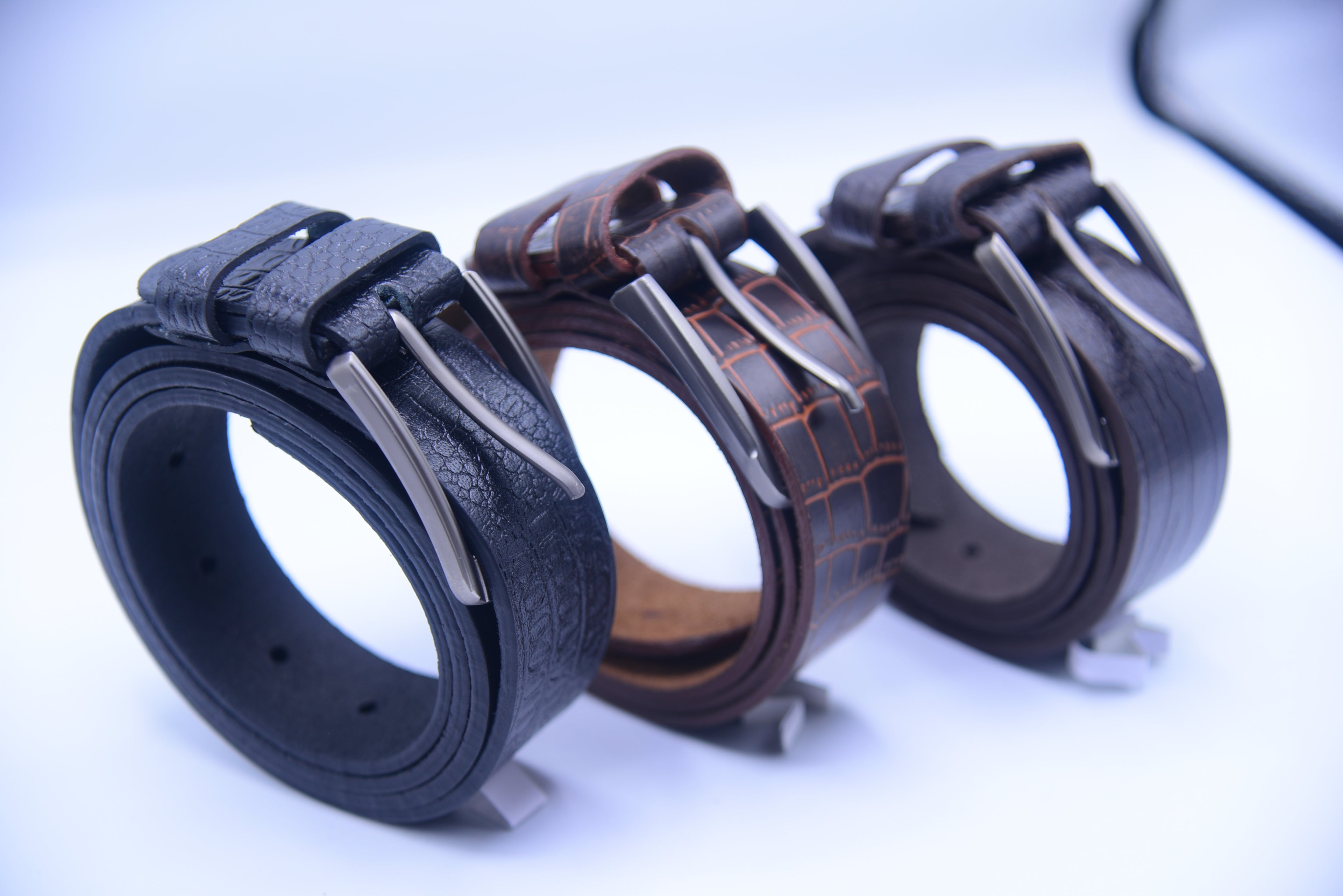 Genuine Crocodile Embossed Belt