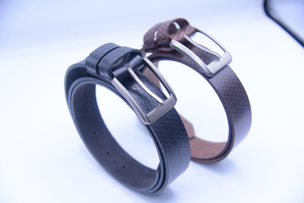 Luxury Snake-Pattern Full-Grain Leather Belt