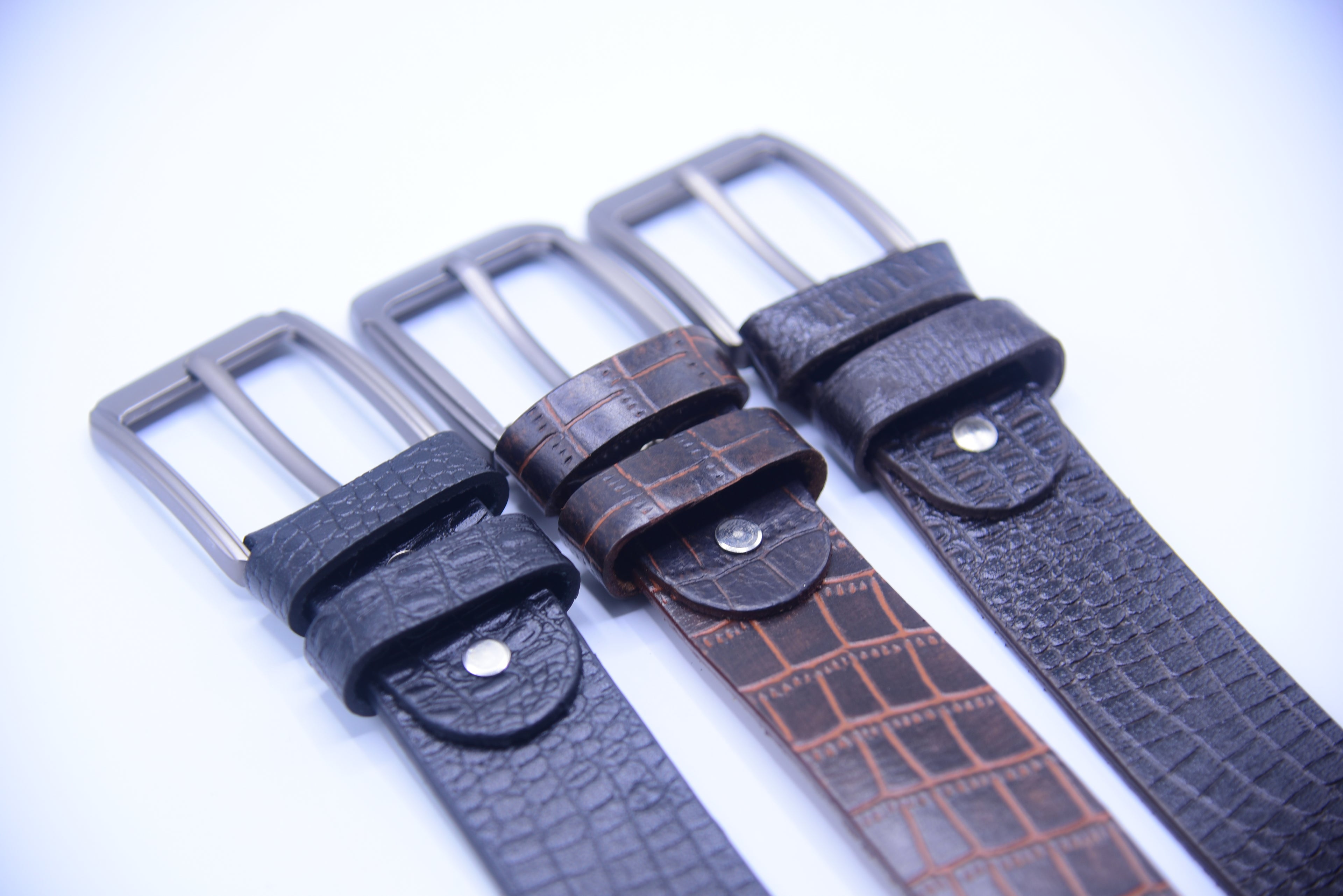 Genuine Crocodile Embossed Belt