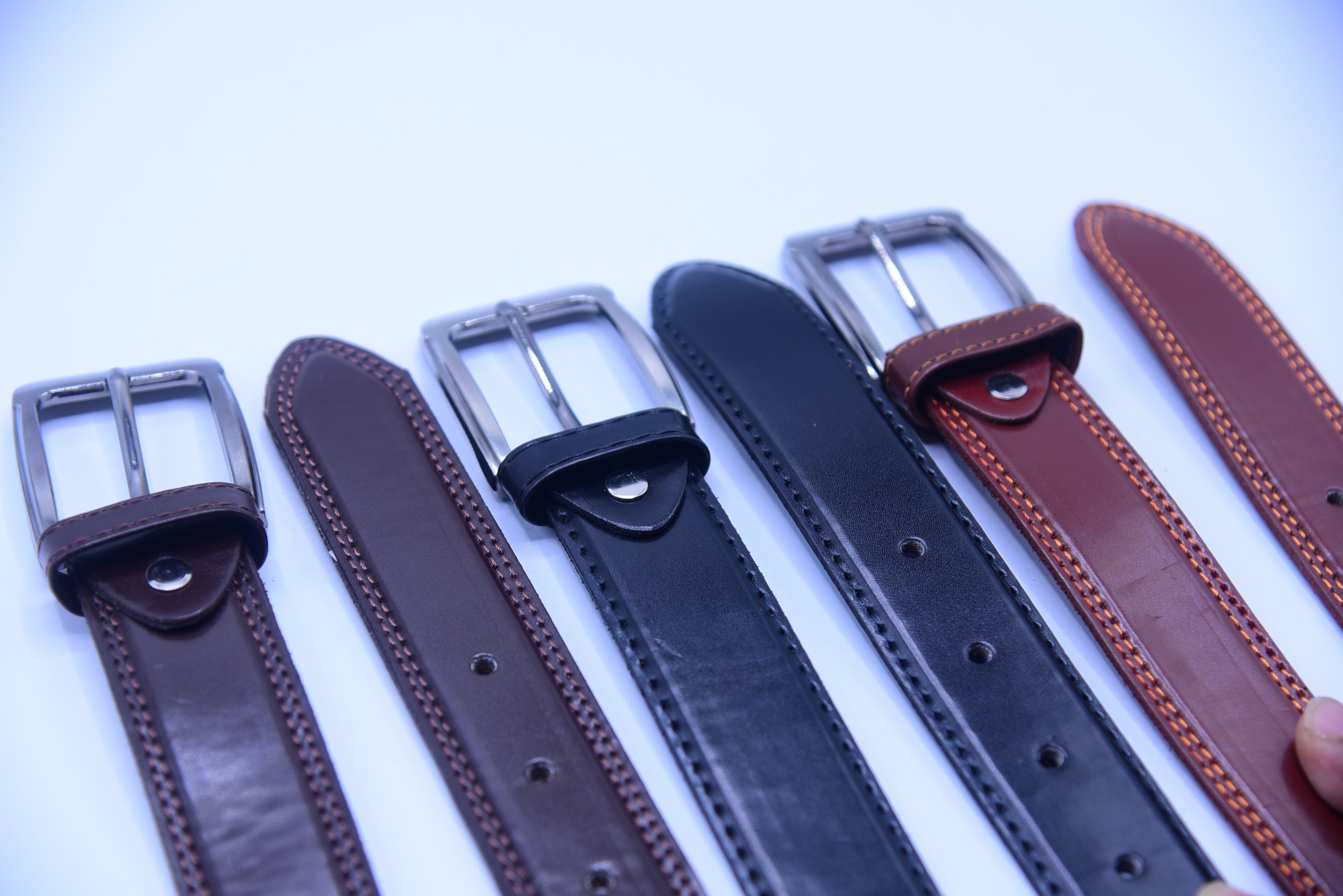 Double Stitch Leather Belt