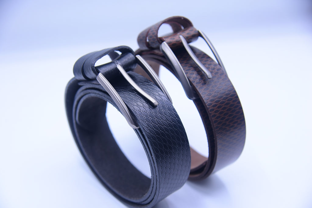 Luxury Snake-Pattern Full-Grain Leather Belt