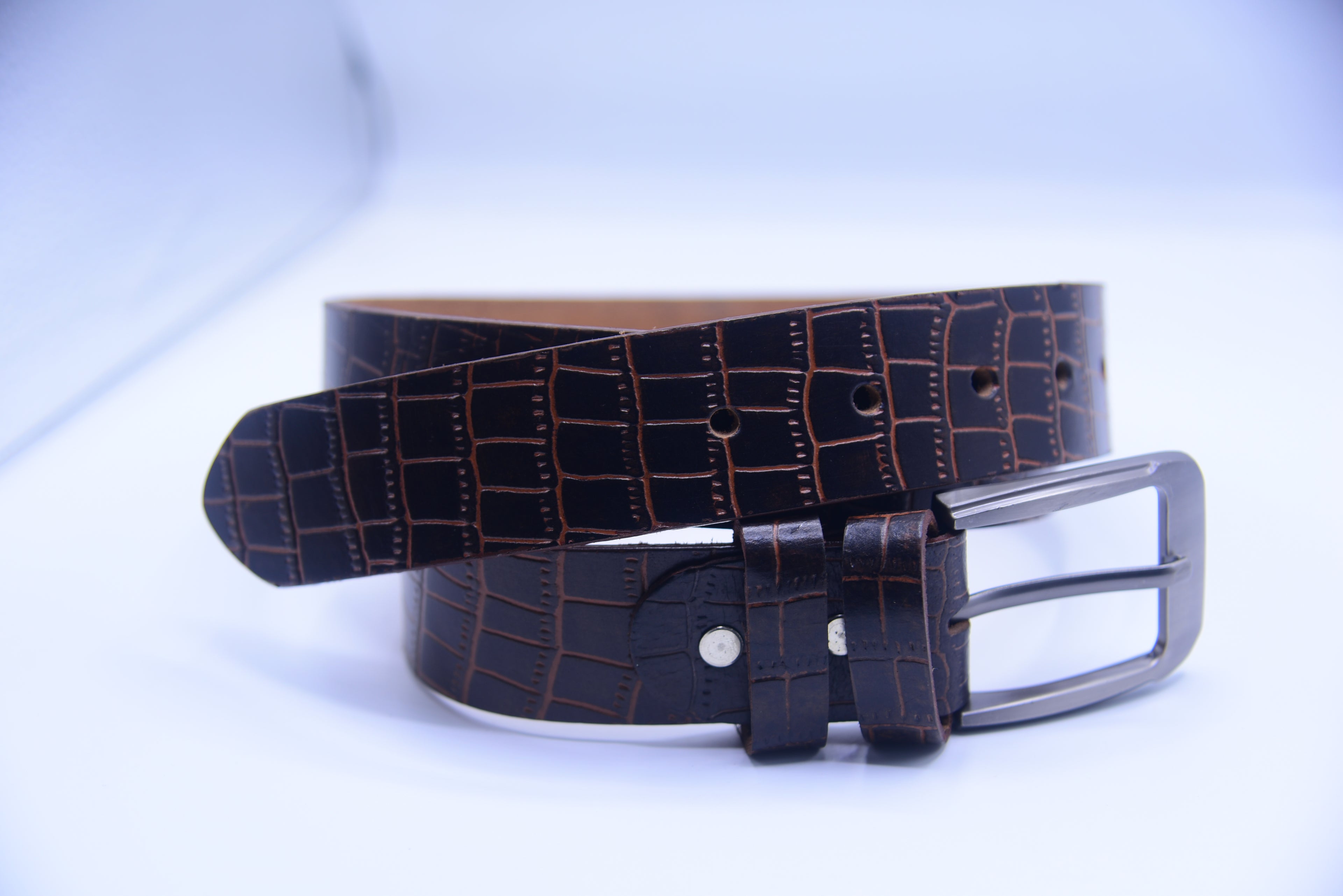 Genuine Crocodile Embossed Belt