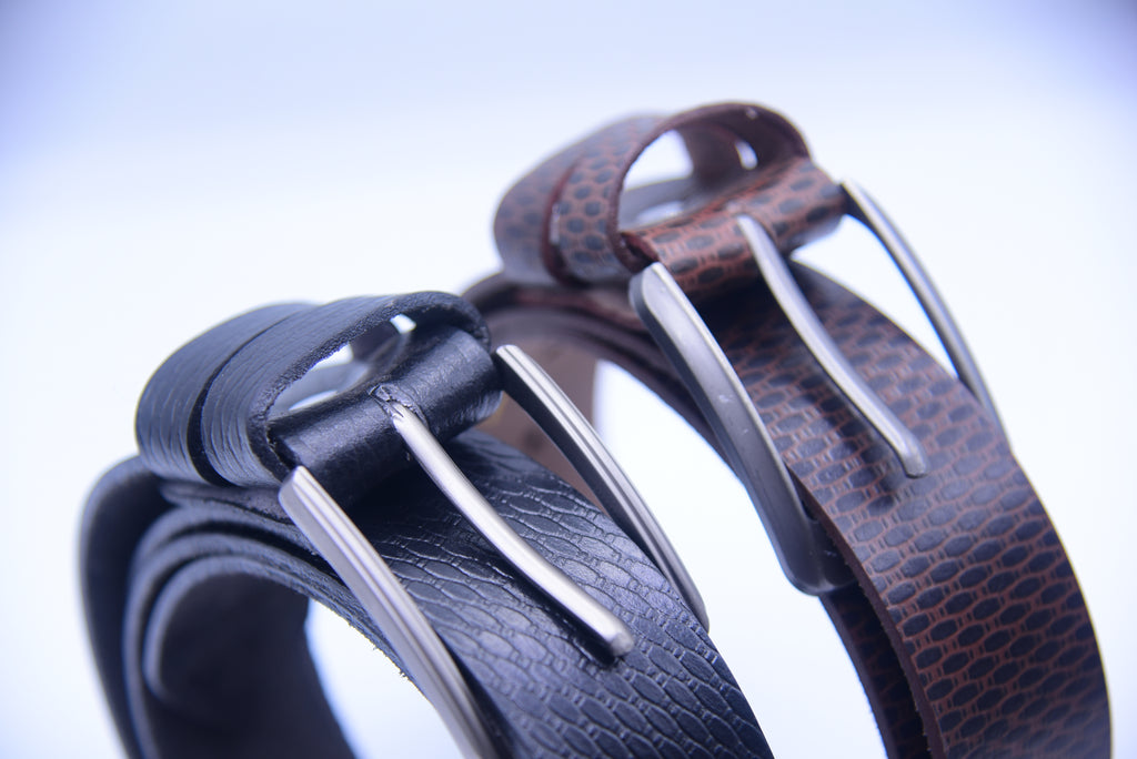 Luxury Snake-Pattern Full-Grain Leather Belt