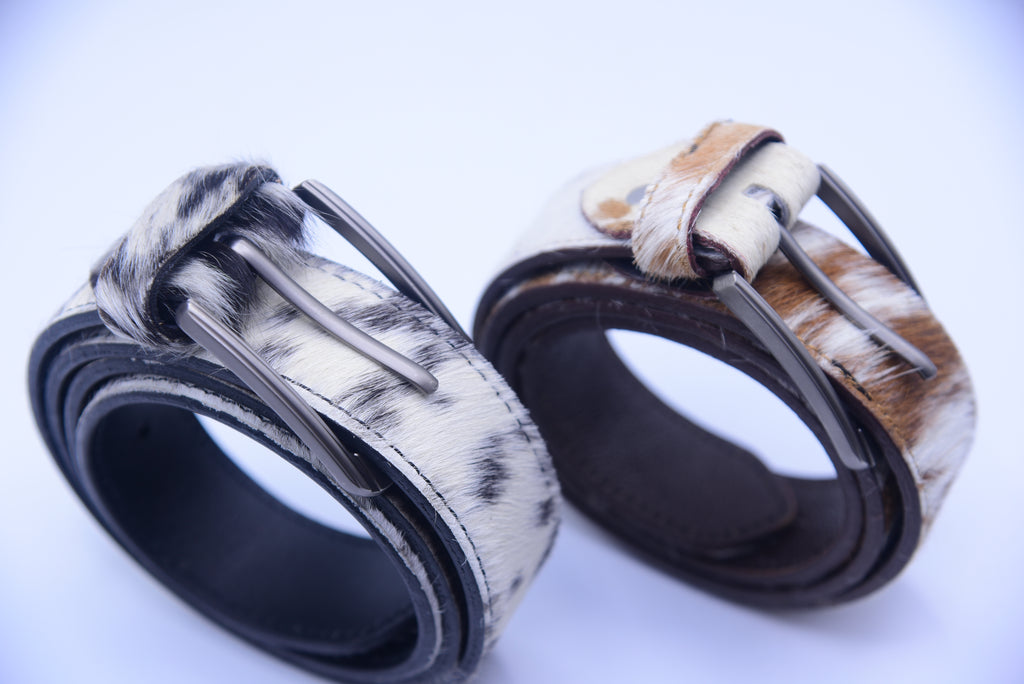Premium Hair-On Hide Leather Belt
