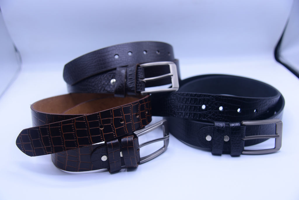Genuine Crocodile Embossed Belt