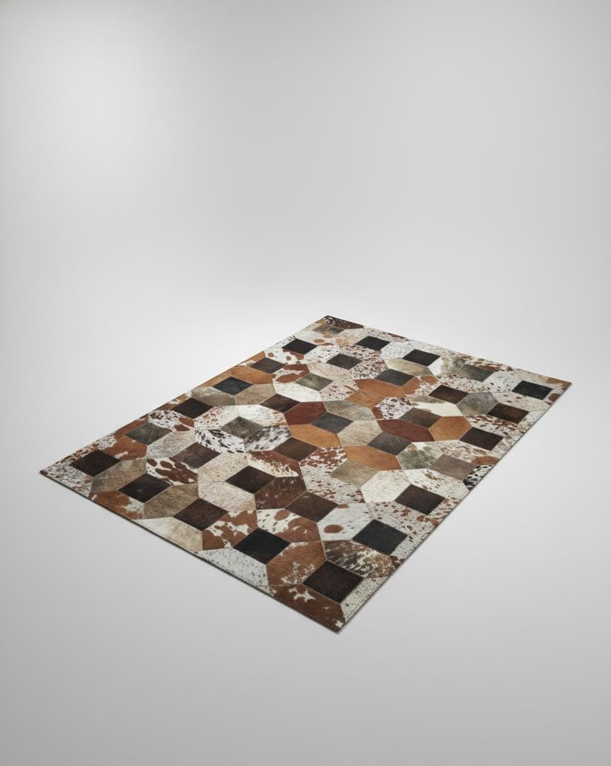 Rustic Geo-Hide Patchwork Rug