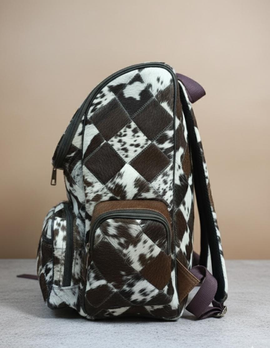 Luxury Patchwork Hair-On Leather Backpack