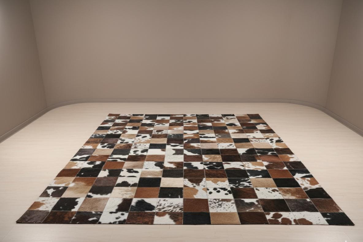 Rustic Geo-Hide Patchwork Small Square Rug