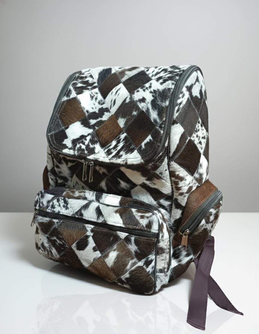 Luxury Patchwork Hair-On Leather Backpack