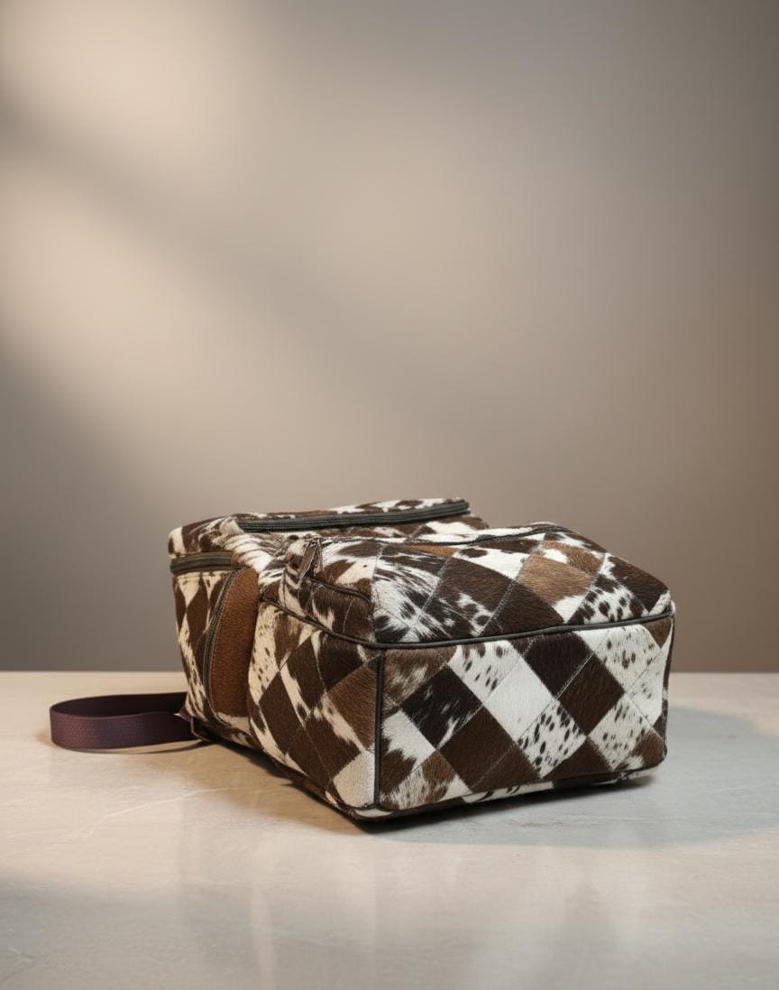 Luxury Patchwork Hair-On Leather Backpack