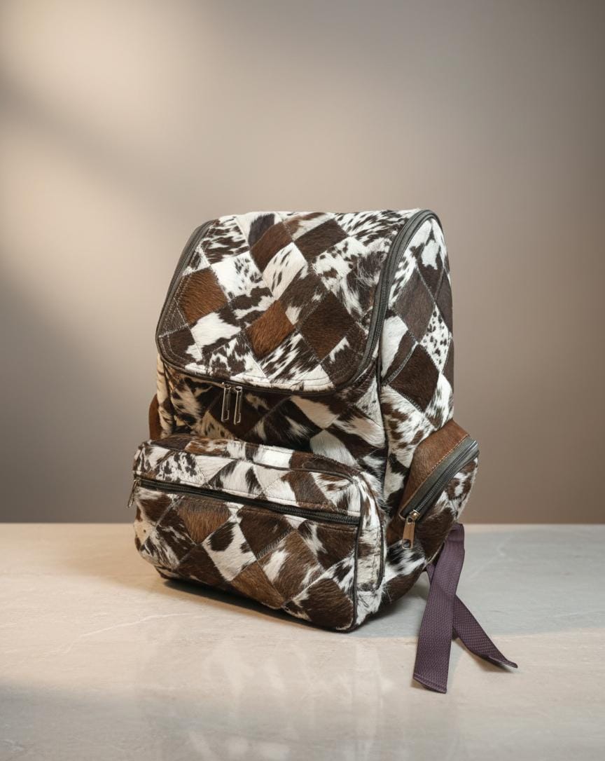 Luxury Patchwork Hair-On Leather Backpack