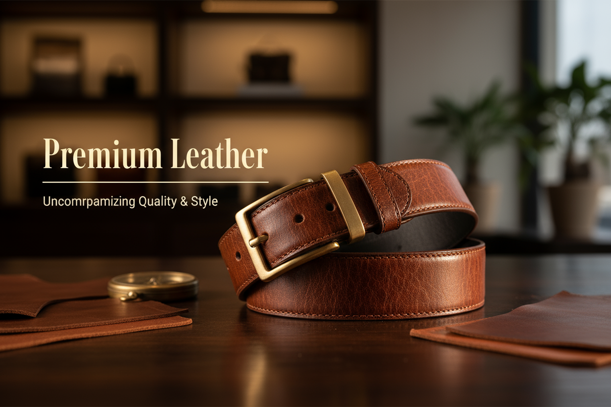 make the leather belt premimum leather banner